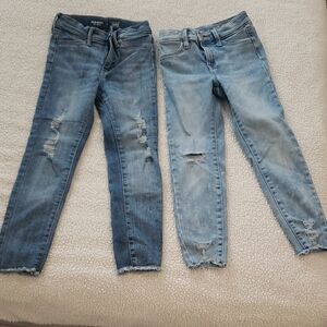 Old Navy Blue Skinny Jeans Distressed Ankle-Length 2 Pair
